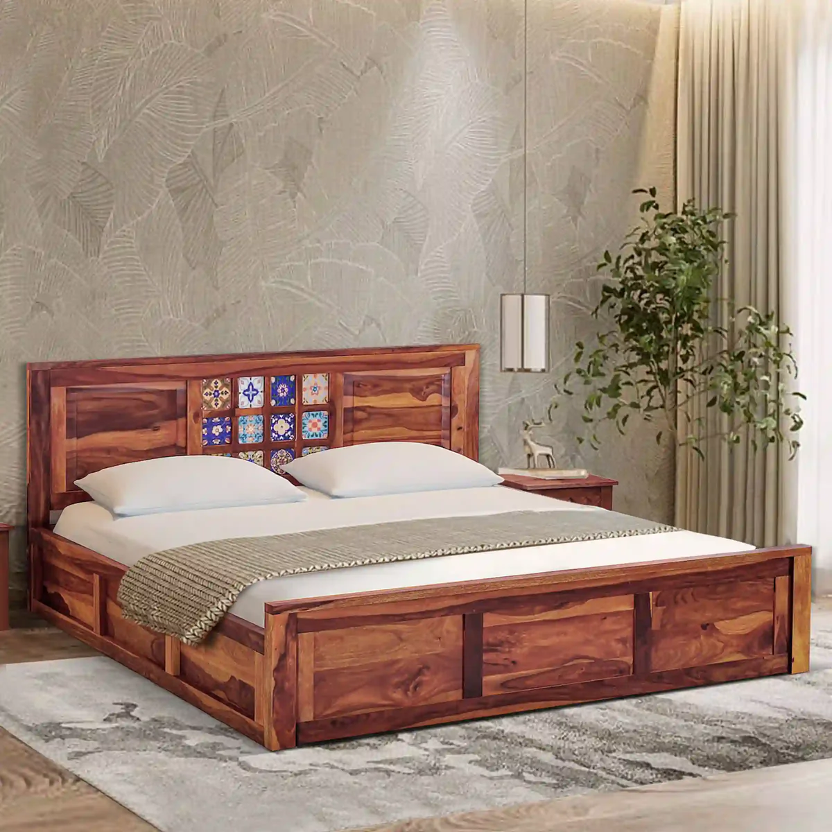 Nova Dream Contemporary Bed Solid Sheesham Wood With Storage - Image 6