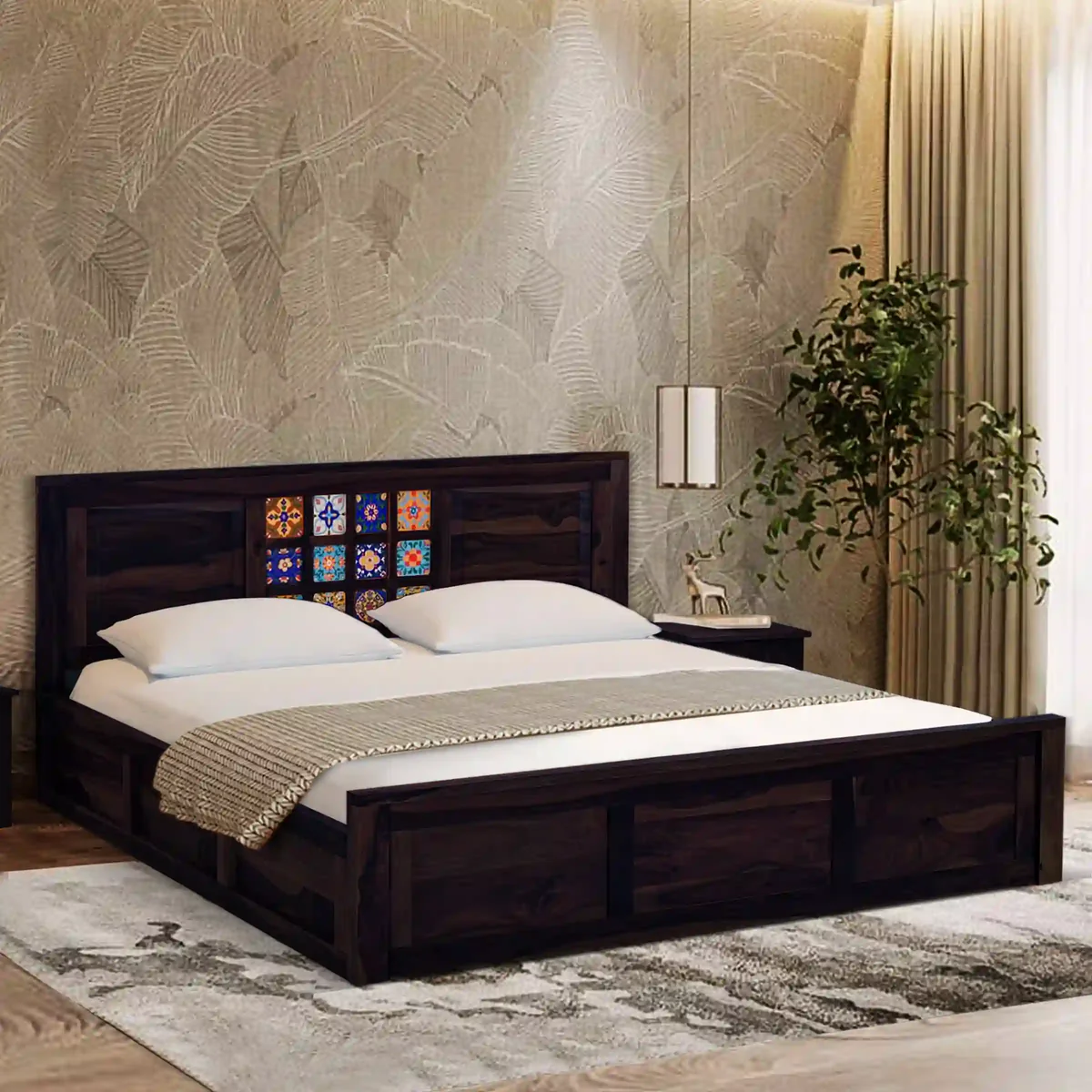 Nova Dream Contemporary Bed Solid Sheesham Wood With Storage - Image 7