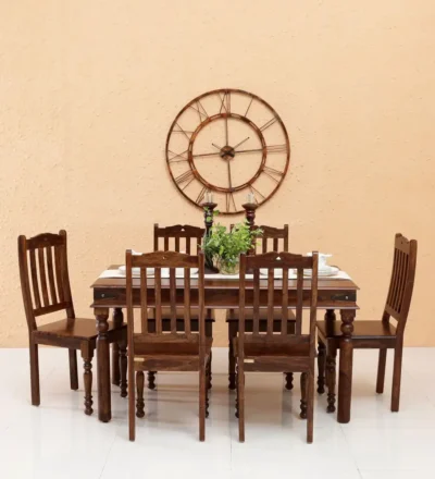 Lecxi Solid Sheesham Wood 6 Seater Dining Table Set