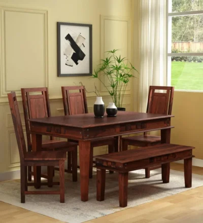 Wooden Dining Set Online 6 Seater Dining Set with Bench By Classic Wood