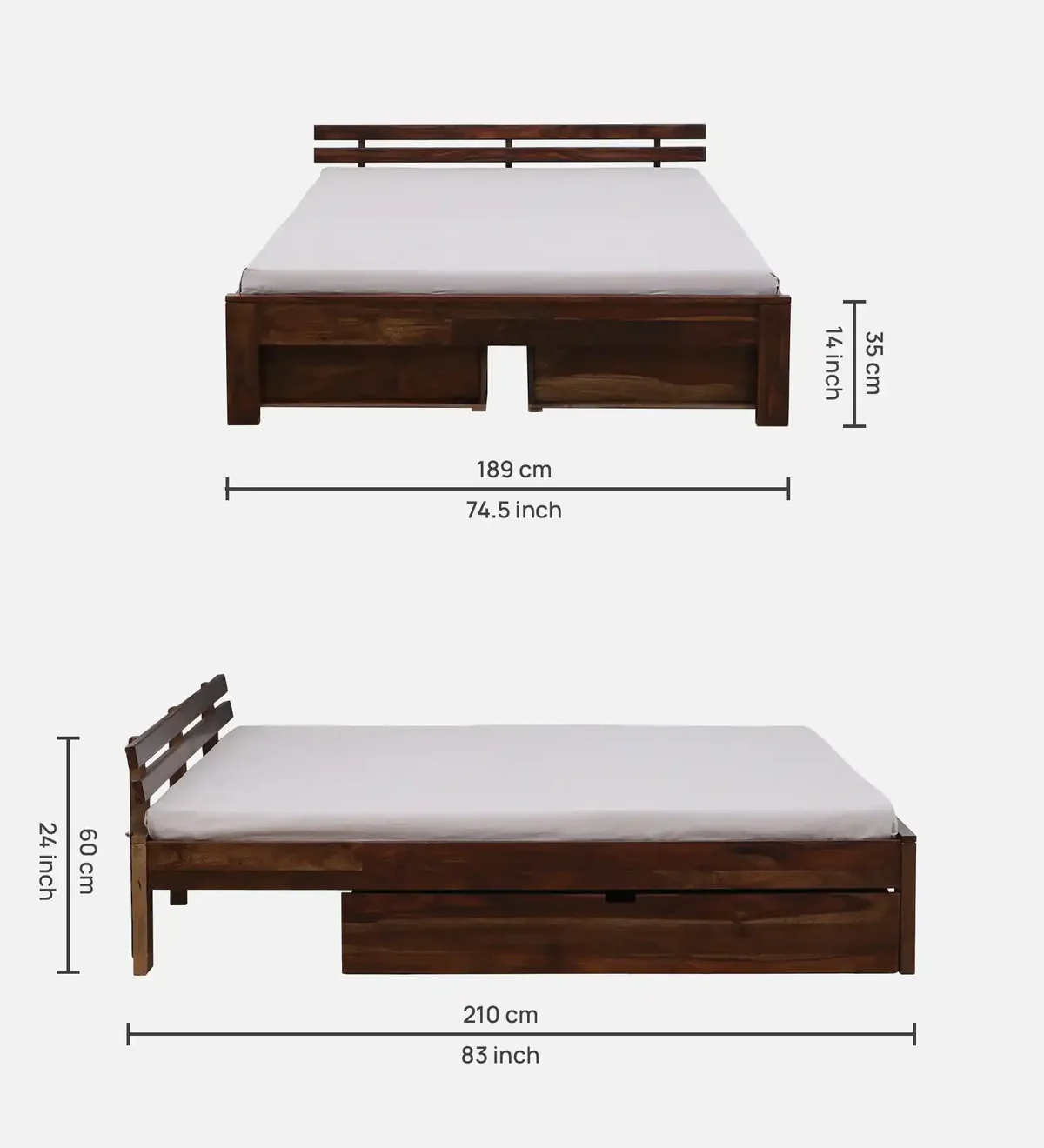 Risem Sheesham Wood Bed With Drawer Storage By Classic Wood - Image 3