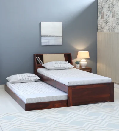 Wooden Base Single Bed in Sheesham with Headrest By Classic Wood