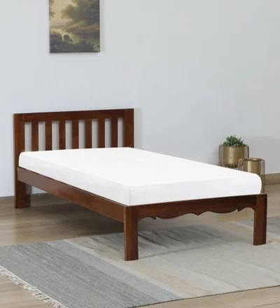 Vintage Sheesham Single Bed with Carved Footboard By Classic Wood