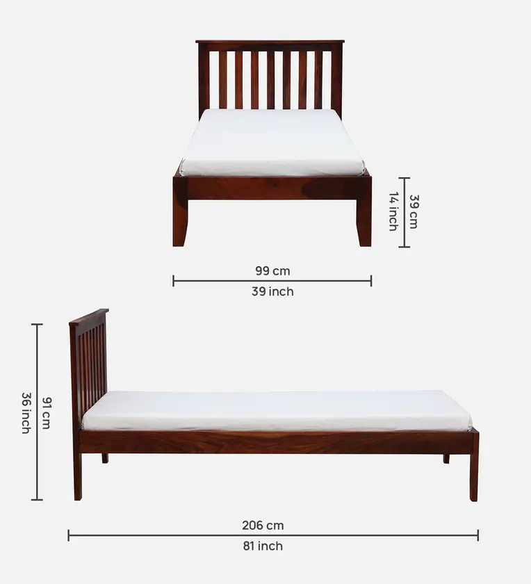 Light Weight Single Bed in Sheesham with Simple Design By Classic Wood - Image 3