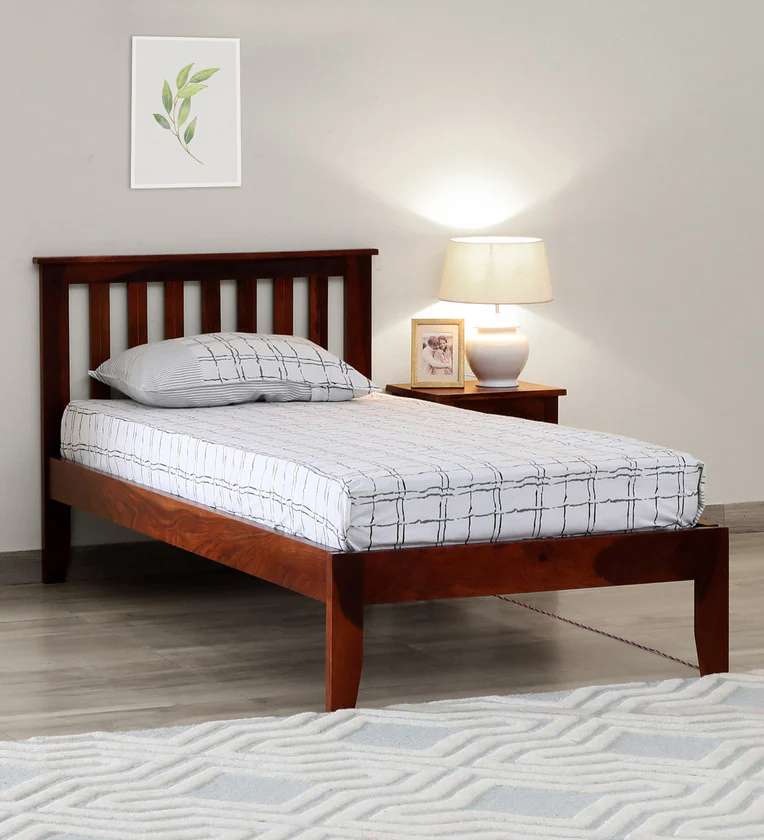 Light Weight Single Bed in Sheesham with Simple Design By Classic Wood