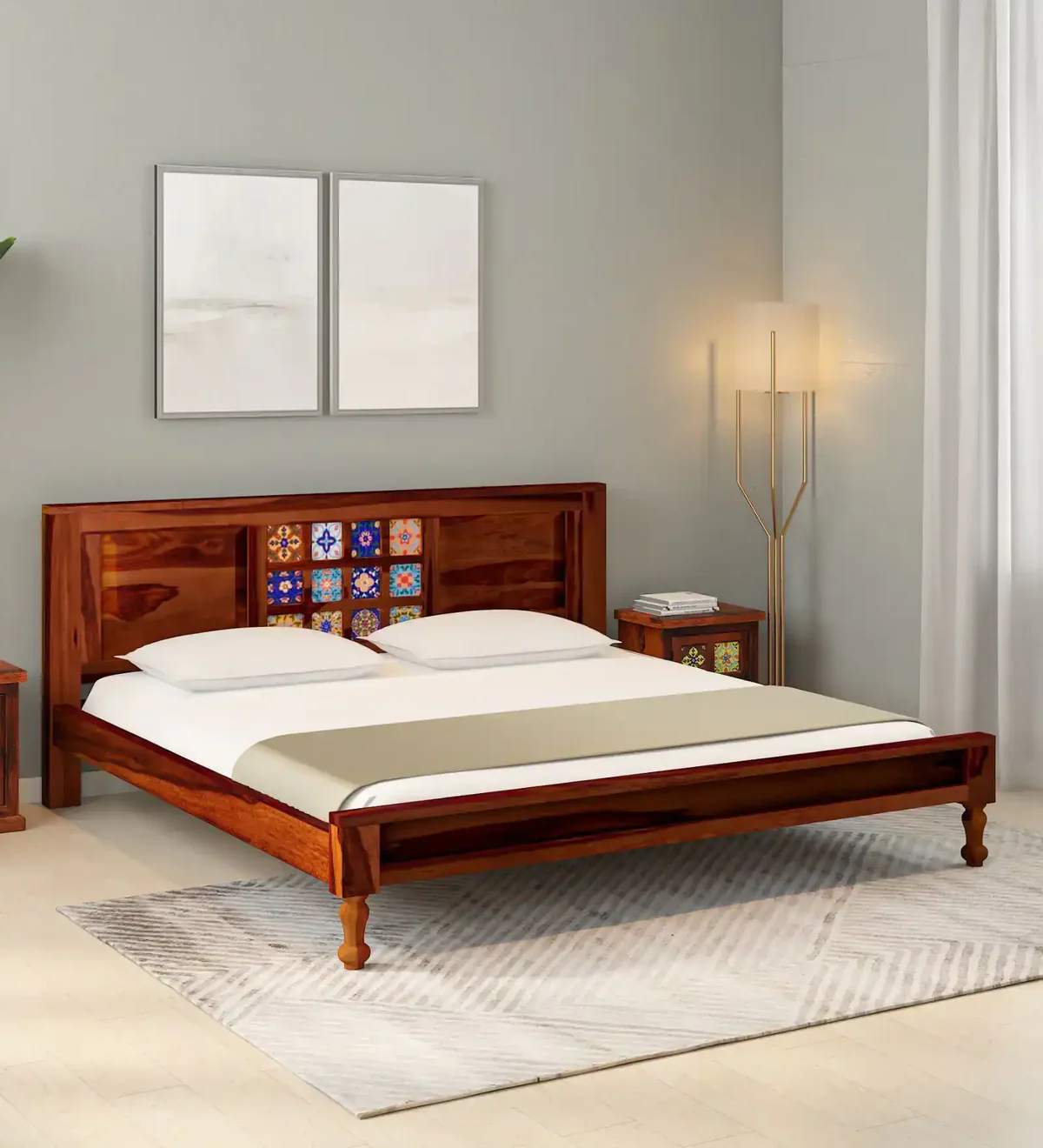 Graceful Headrest Bed Without Storage By Classic Wood - Image 4