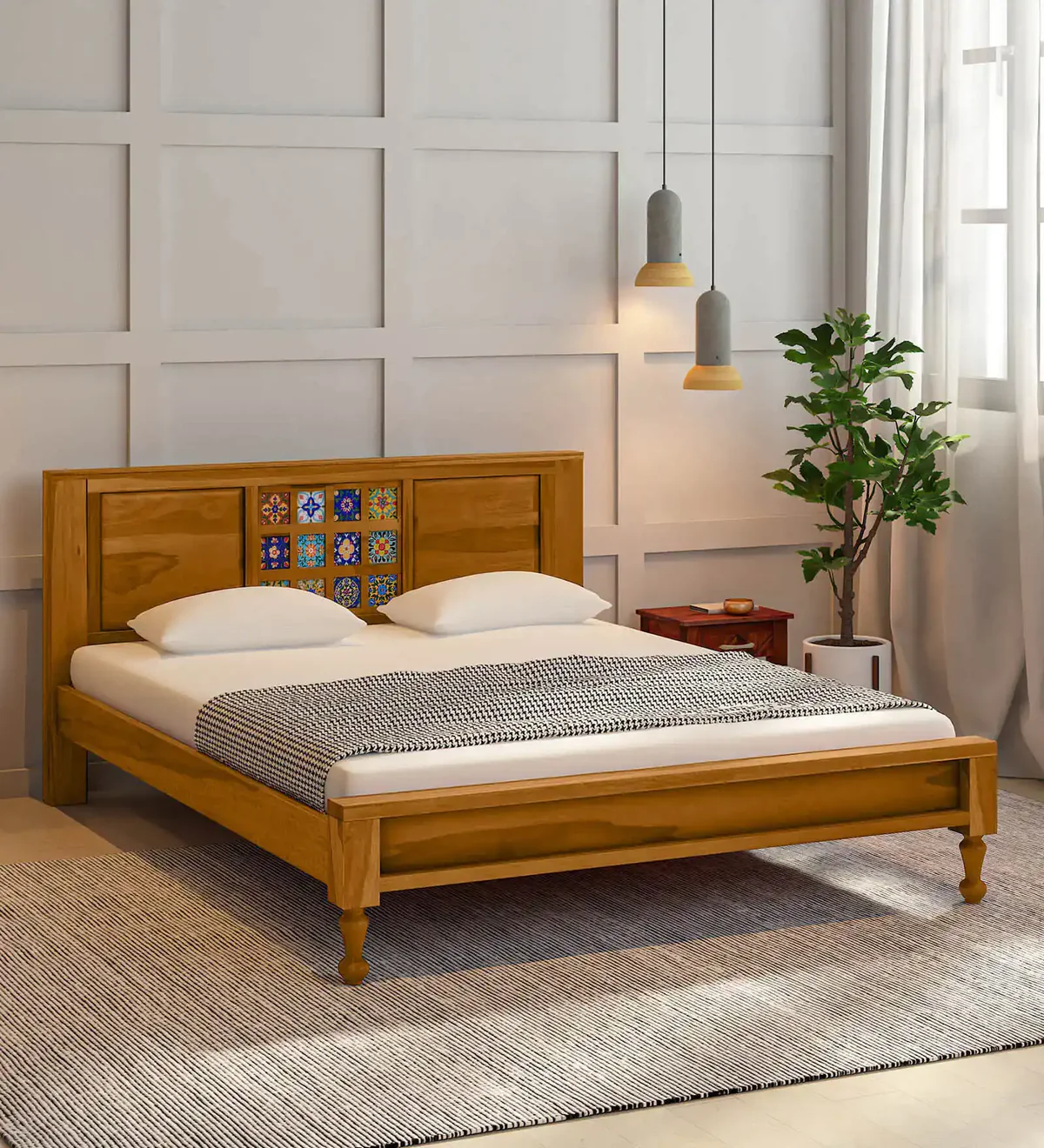 Graceful Headrest Bed Without Storage By Classic Wood - Image 5