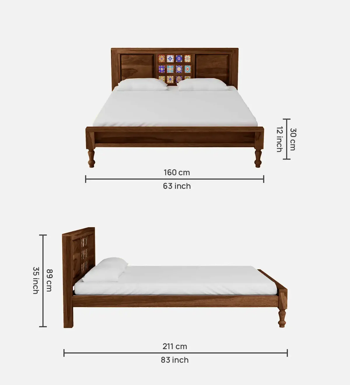 Graceful Headrest Bed Without Storage By Classic Wood - Image 3