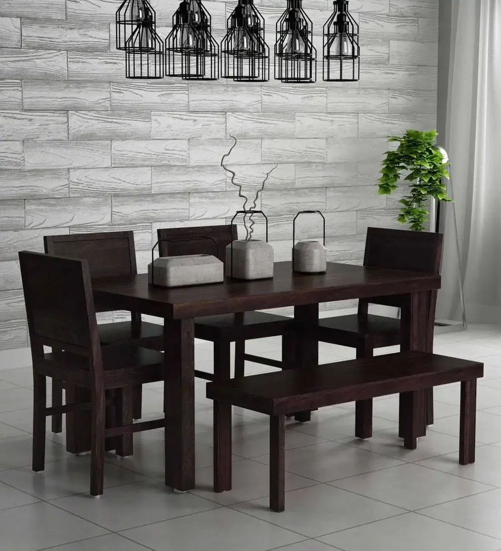 Classic Dining Set with Bench Seating and Sheesham Wood Table Design - Image 5