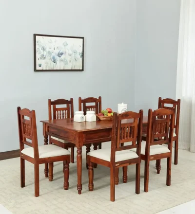 Elegant Sheesham Dining Set for Open Kitchen Layout with Stylish Woodwork Design