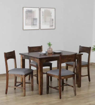 Rustic Wooden Dining Set with and Four Compact Dining Chairs Online Furniture
