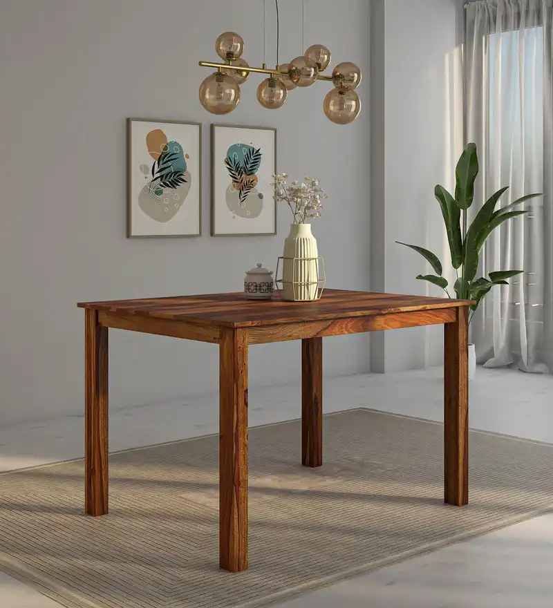 Modern Dining Table with Rectangular Top and Rich Wooden Grain Pattern - Image 7