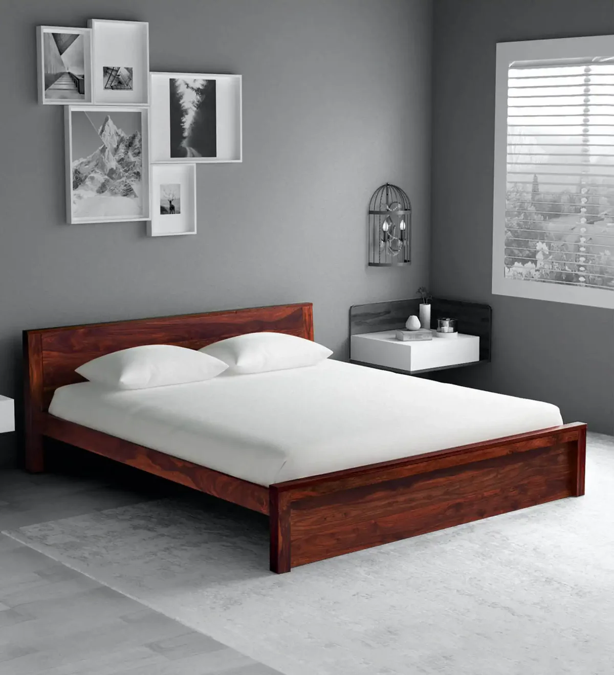 Premium Wooden Bed Frame with Designer Headboard By Classic Wood - Image 2