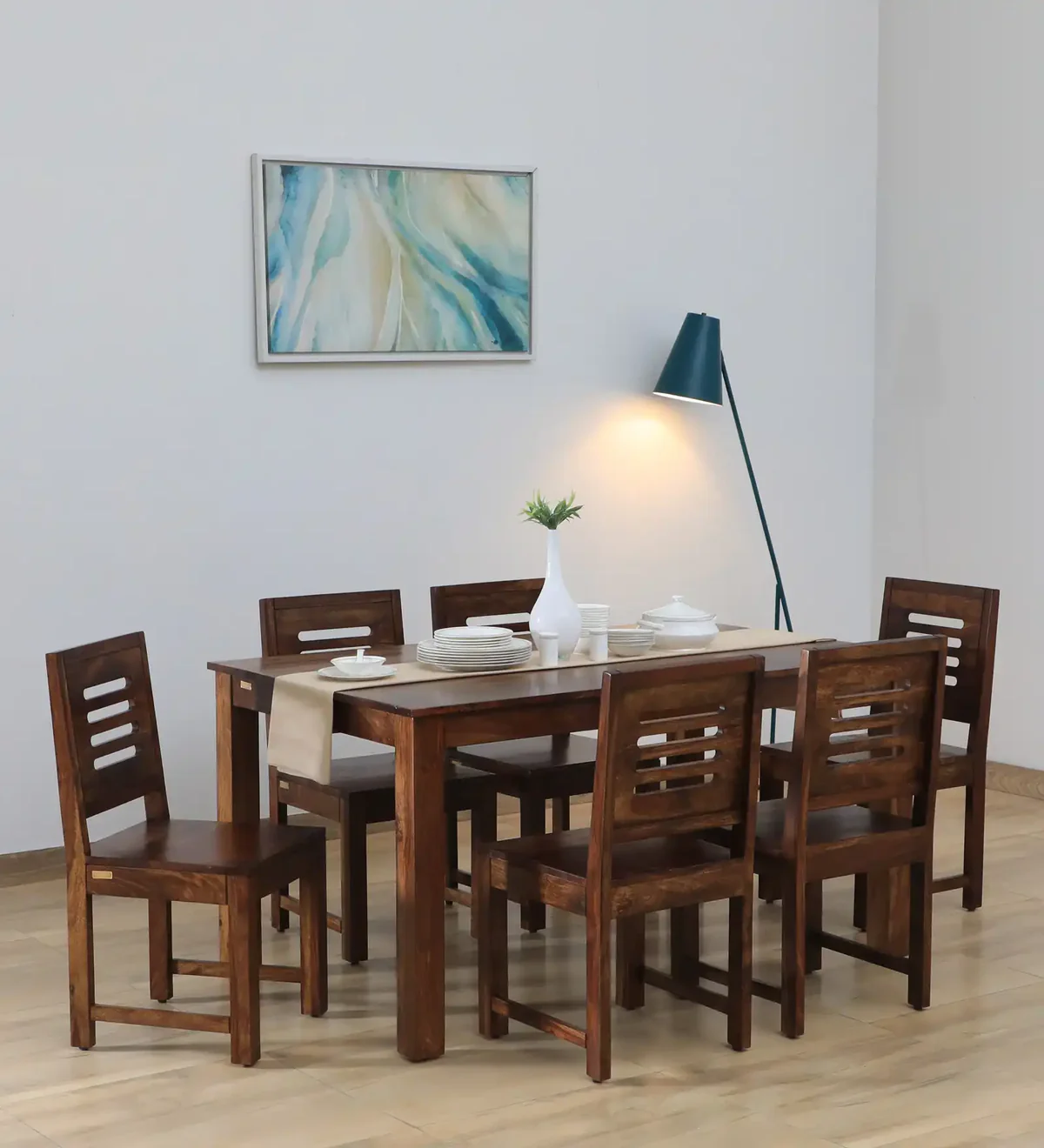 Solid Wood 6 Seater Dining Table Set By Classic Wood - Image 9