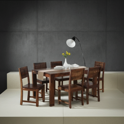 Premium Wooden Dining Set with Elegant Finish and Smooth Upholstery for Seating