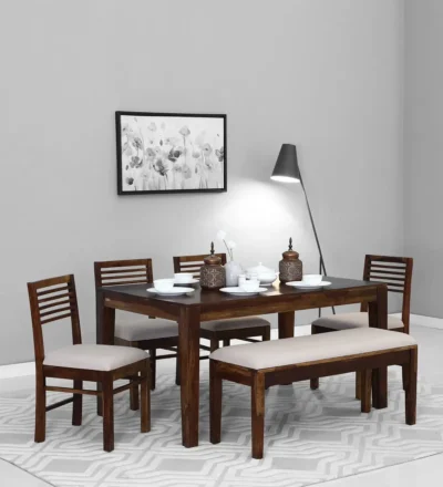 Elegant Dining Set Kitchen with Sheesham Wood Frame and Upholstered Seating Comfort