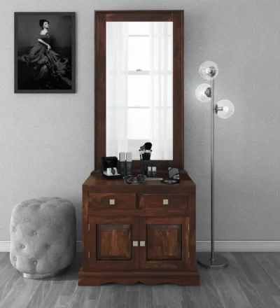 Wooden Sheesham Dressing Table with Large Mirror By Classic Wood