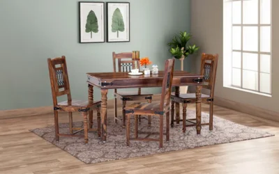 Dining Table Set Contemporary with Minimalist Chairs and Teak Wood Finish Online Furniture