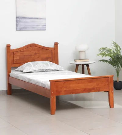 Sleek Single Bed in Sheesham with Matte Polish and Supportive Frame