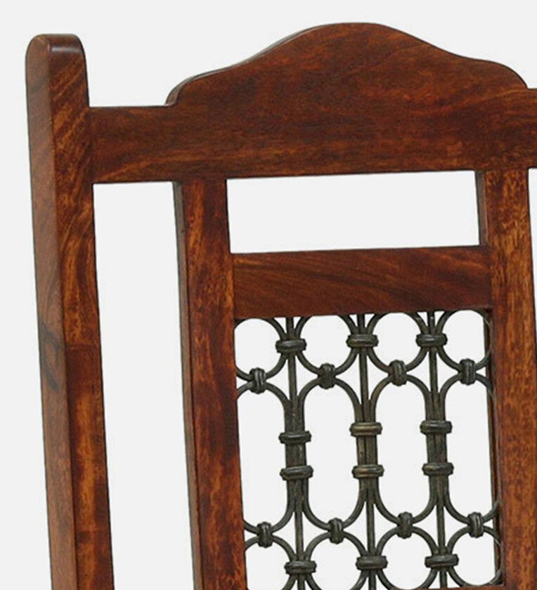 Rustic Dining Set with Compact Table and Slim Backrest Upholstered Wooden Chairs - Image 9