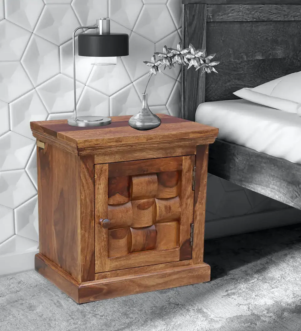 Rating Solid Wood Sheesham Bedside Table - Image 4