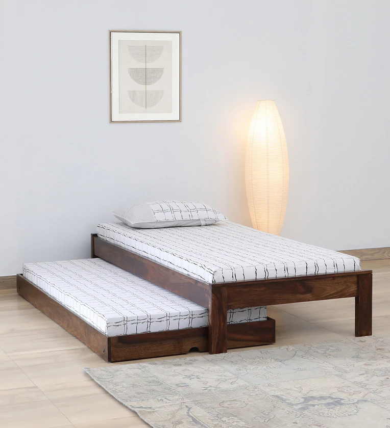 Designer Leg Single Bed in Sheesham With Trundle By Classic Wood