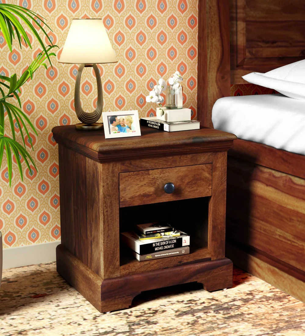 Auryn Wooden Bedside Table With Drawer By Classic Wood - Image 4