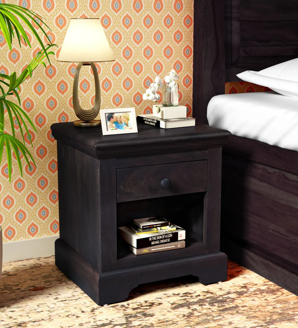 Auryn Wooden Bedside Table With Drawer By Classic Wood - Image 5