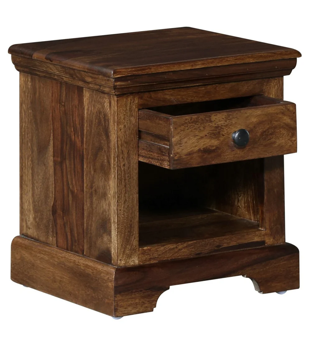 Auryn Wooden Bedside Table With Drawer By Classic Wood - Image 6