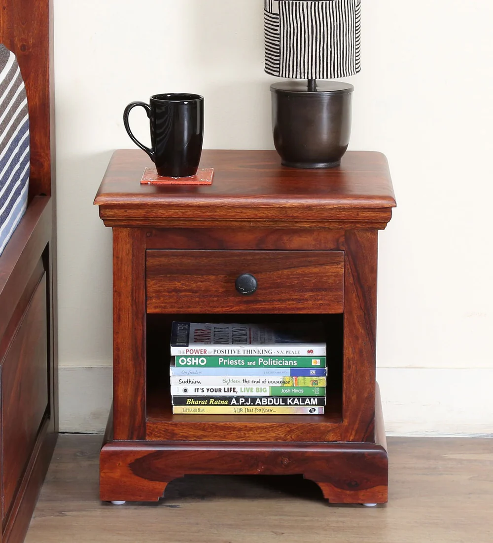 Auryn Wooden Bedside Table With Drawer By Classic Wood - Image 9
