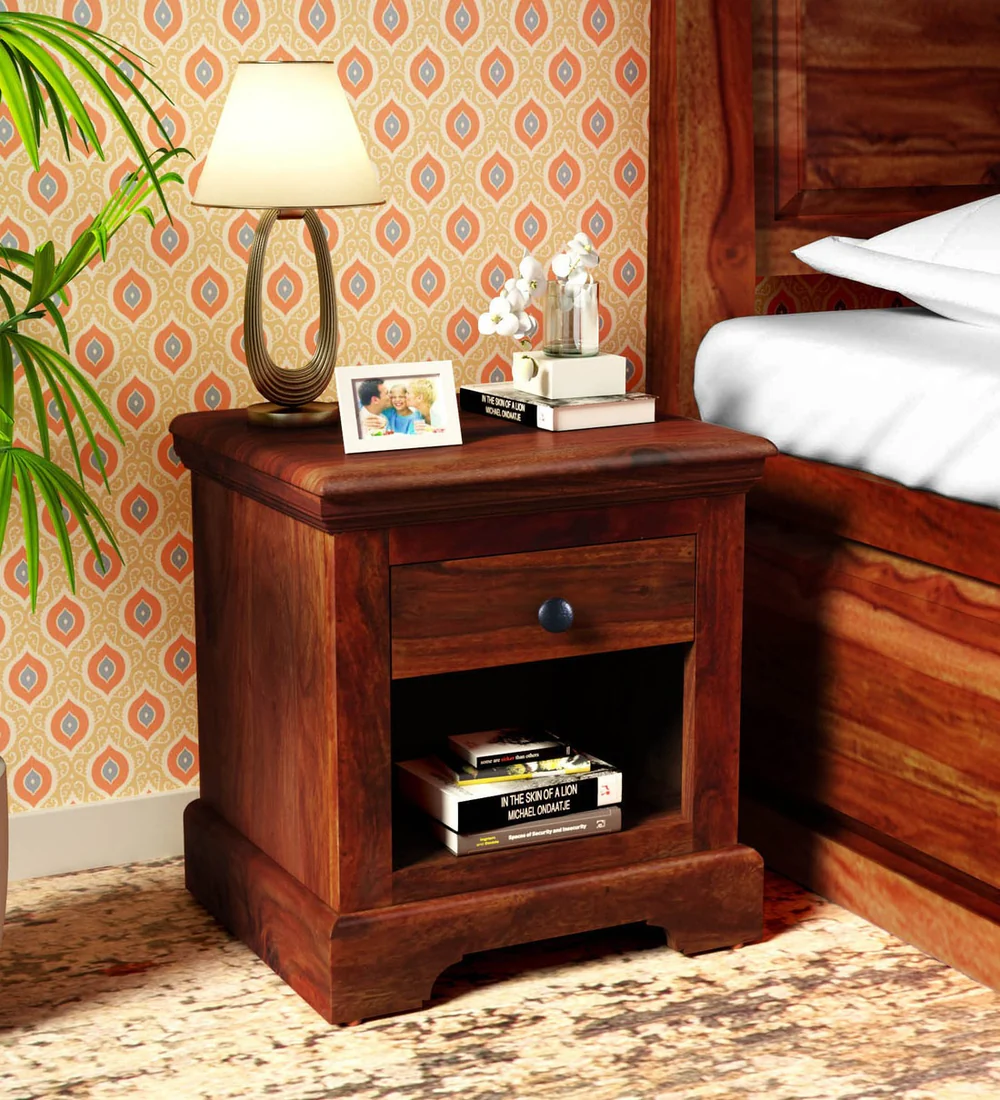 Auryn Wooden Bedside Table With Drawer By Classic Wood - Image 10