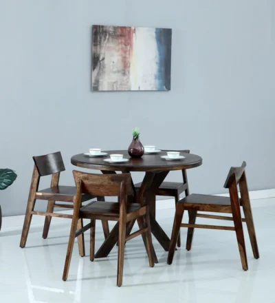 Sheesham Compact Dining Set with Fold-Out Table and Padded Wooden Chair Design