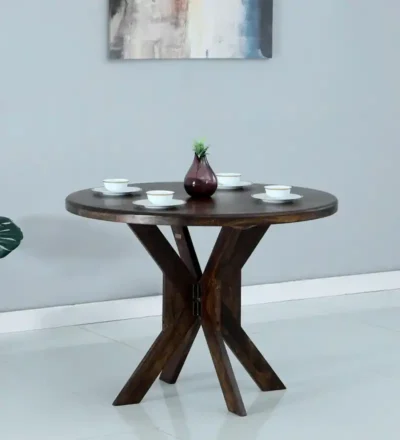 Round Wooden Dining Table for Modern Dining Rooms with Space-Saving Design