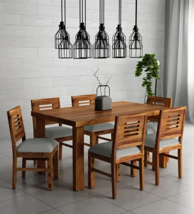 Affordable Wooden Dining Set with Basic Structure and Soft Seating for Family Meals