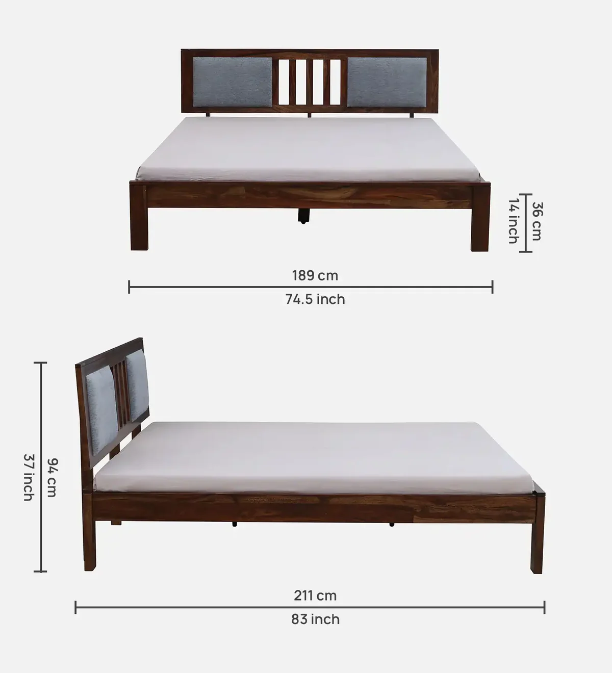 Timeless Design Bed Without Storage in Hardwood Finish by Classic Wood - Image 3