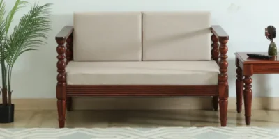 Simple 2 Seater Sofa with Tufted Back and Durable Wood Construction