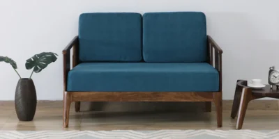 2 Seater Wooden Sofa with Stylish Legs and Removable Cushion Covers
