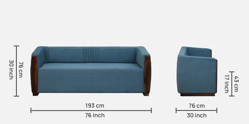 Spacious Three Seater Sofa with Side Arms and Supportive Backrest - Image 3