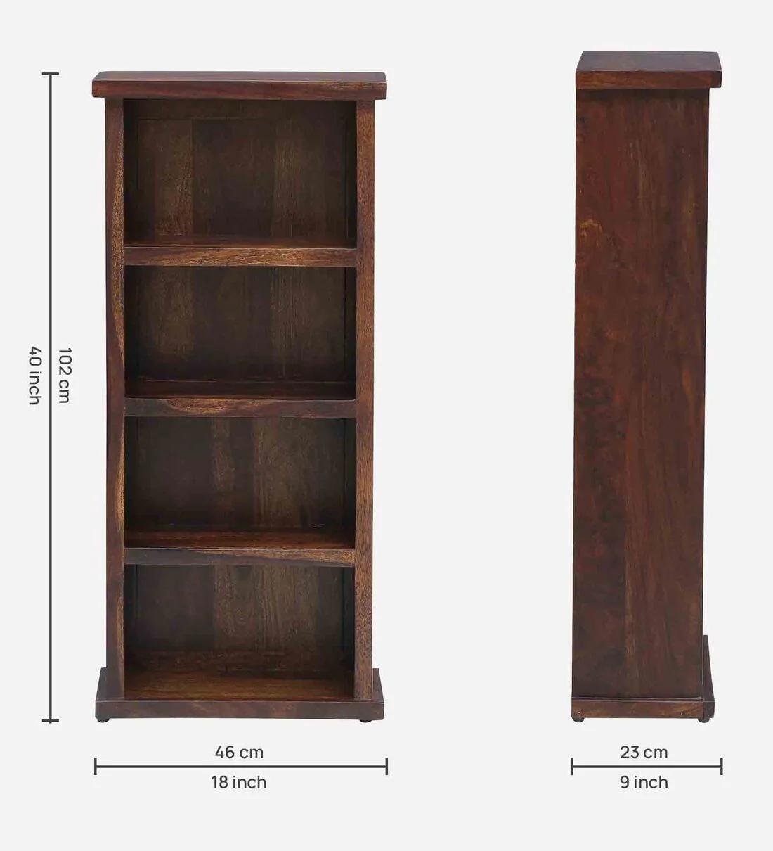 Elegant Sheesham Wood Bookcase with Sliding Doors and Ample Storage - Image 3