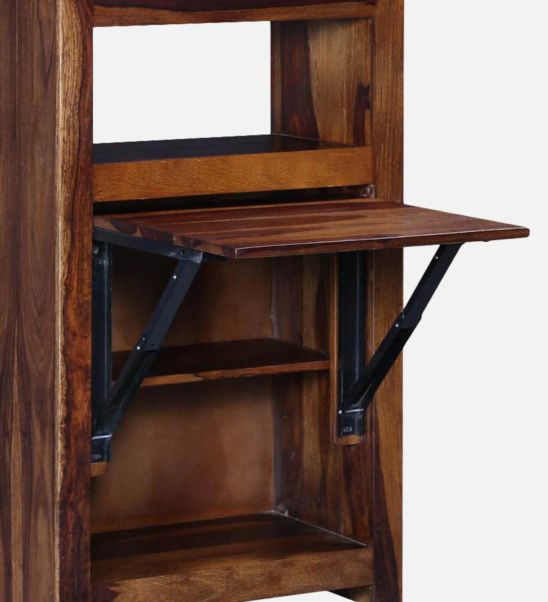 Tall Sheesham Bookshelf with Multiple Shelves and Traditional Indian Design - Image 7