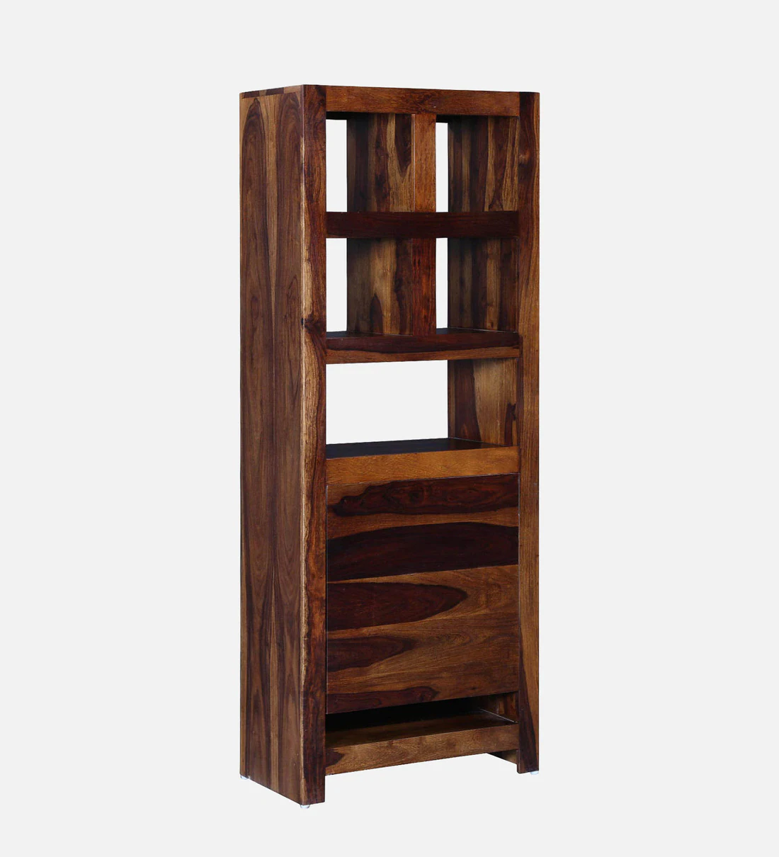 Tall Sheesham Bookshelf with Multiple Shelves and Traditional Indian Design - Image 6