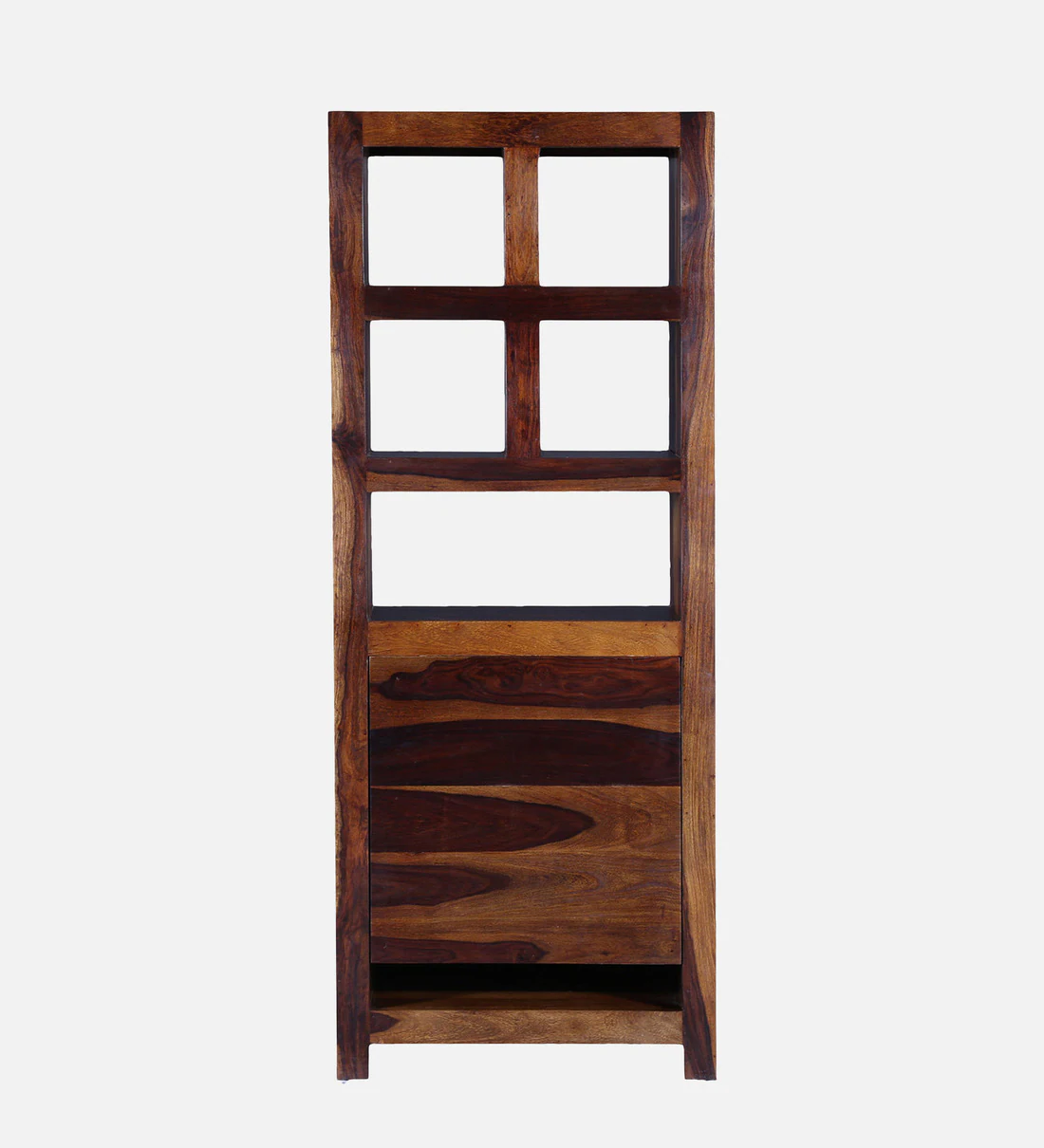 Tall Sheesham Bookshelf with Multiple Shelves and Traditional Indian Design - Image 8