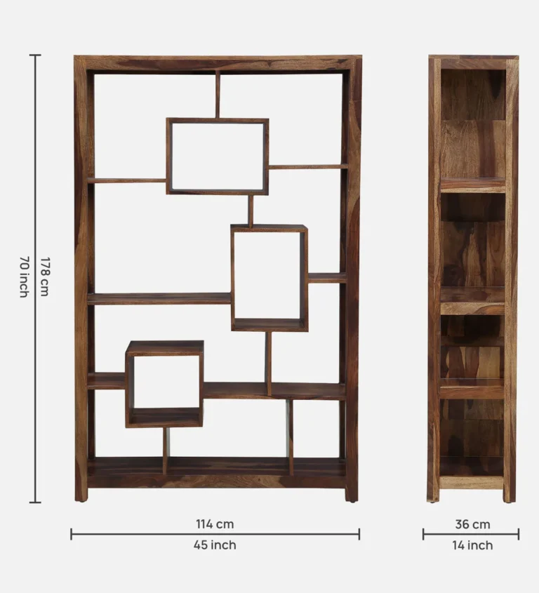 Compact Sheesham Bookshelf with Bottom Storage Drawer and Open Display - Image 3