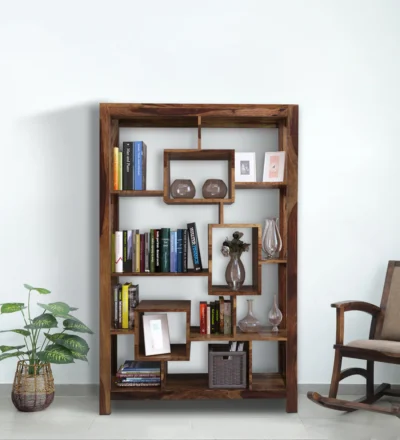Compact Sheesham Bookshelf with Bottom Storage Drawer and Open Display