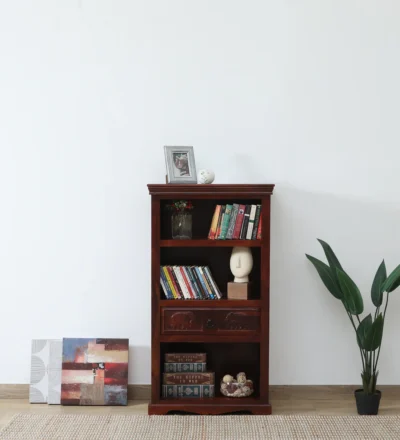 Wooden Ladder Style Bookshelf in Sheesham with Unique Rustic Finish