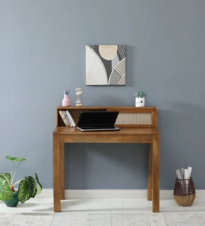 Sheesham Wood Study Table with Drawer and Open Storage Shelf for Home