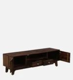 Sheesham Wood TV Stand with Sliding Doors and Open Display Shelf - Image 5
