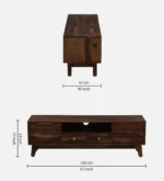 Sheesham Wood TV Stand with Sliding Doors and Open Display Shelf - Image 3