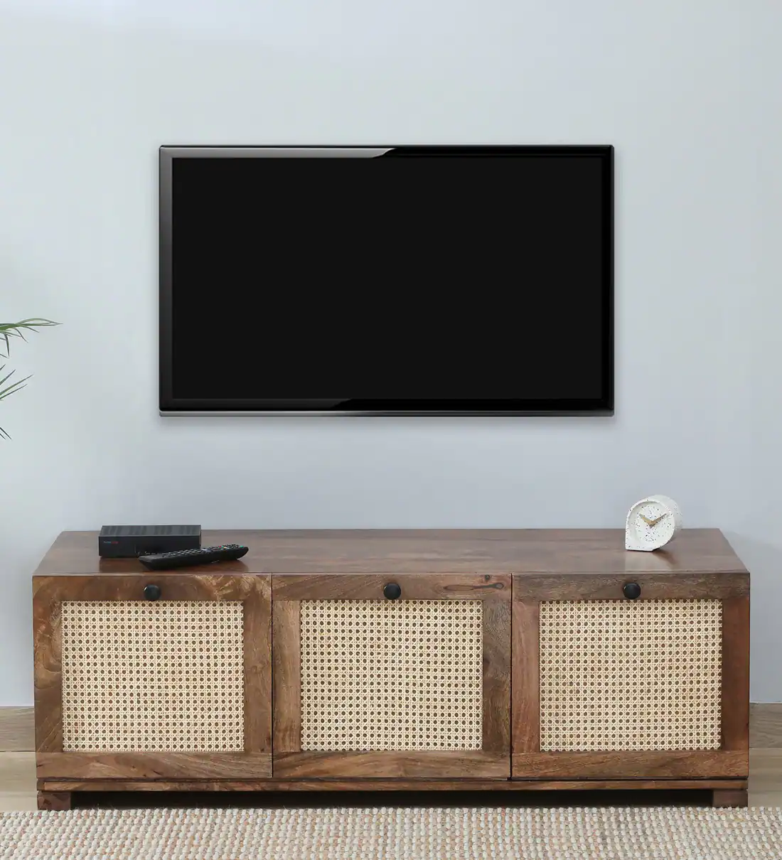 Sheesham TV Cabinet for Home with Modern Layout and Cable Management