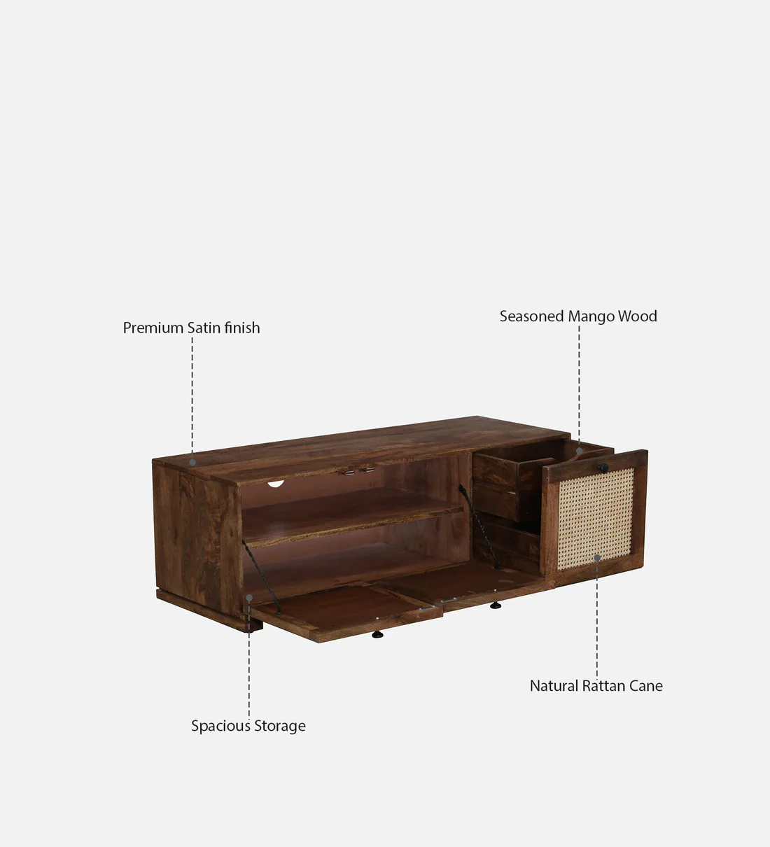 Sheesham TV Cabinet for Home with Modern Layout and Cable Management - Image 9